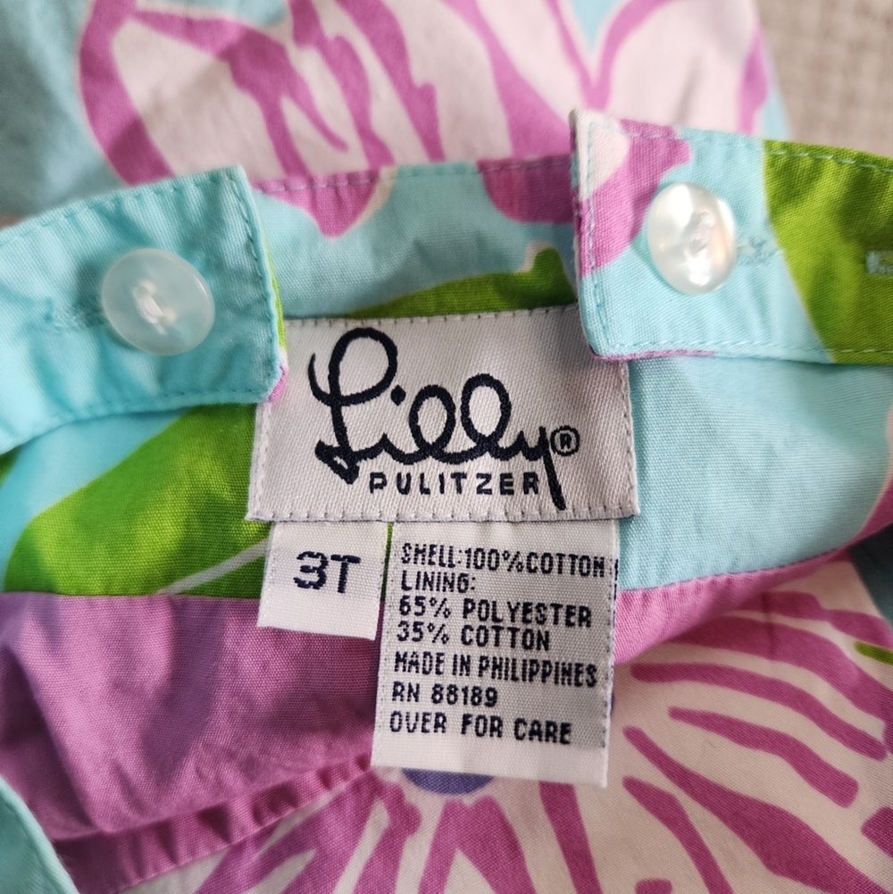 Vintage Lilly Pulitzer Floral Scalloped Trim Dress Size 3T - Picture 6 of 6